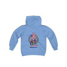 Load image into Gallery viewer, Inspired Kidz Mountain Bike Peace, Love, & Shred, Youth Heavy Blend Hooded Sweatshirt
