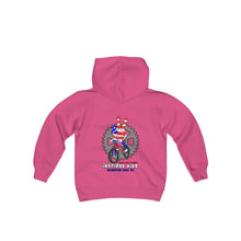 Load image into Gallery viewer, Inspired Kidz Mountain Bike Peace, Love, &amp; Shred, Youth Heavy Blend Hooded Sweatshirt
